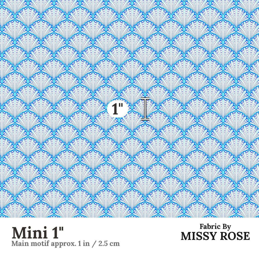 Girl and The Deep Blue Sea 10 Mini 1 inch print scale guide | Fabric by Missy Rose