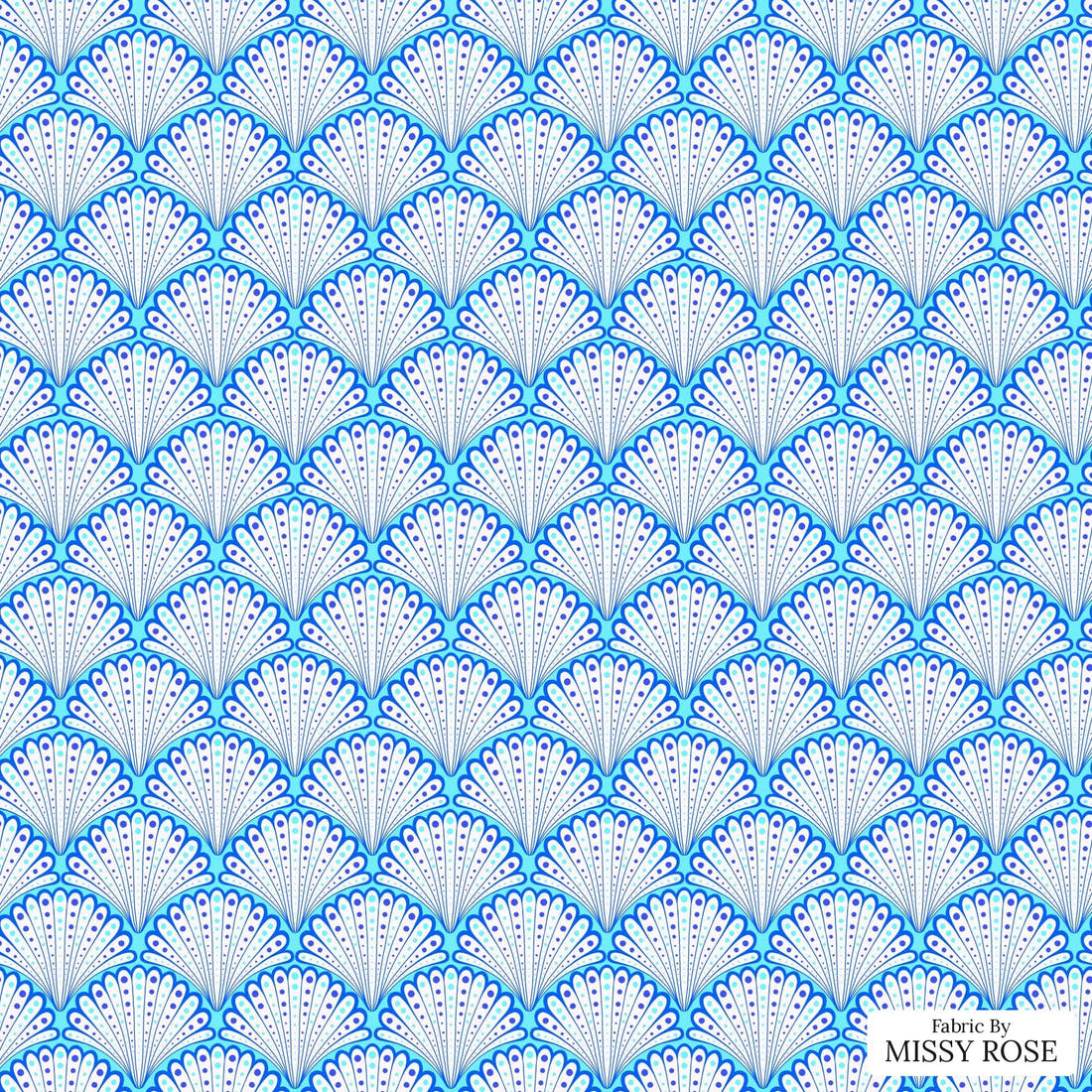 Girl and The Deep Blue Sea 10 flat view of the printed design | Fabric by Missy Rose