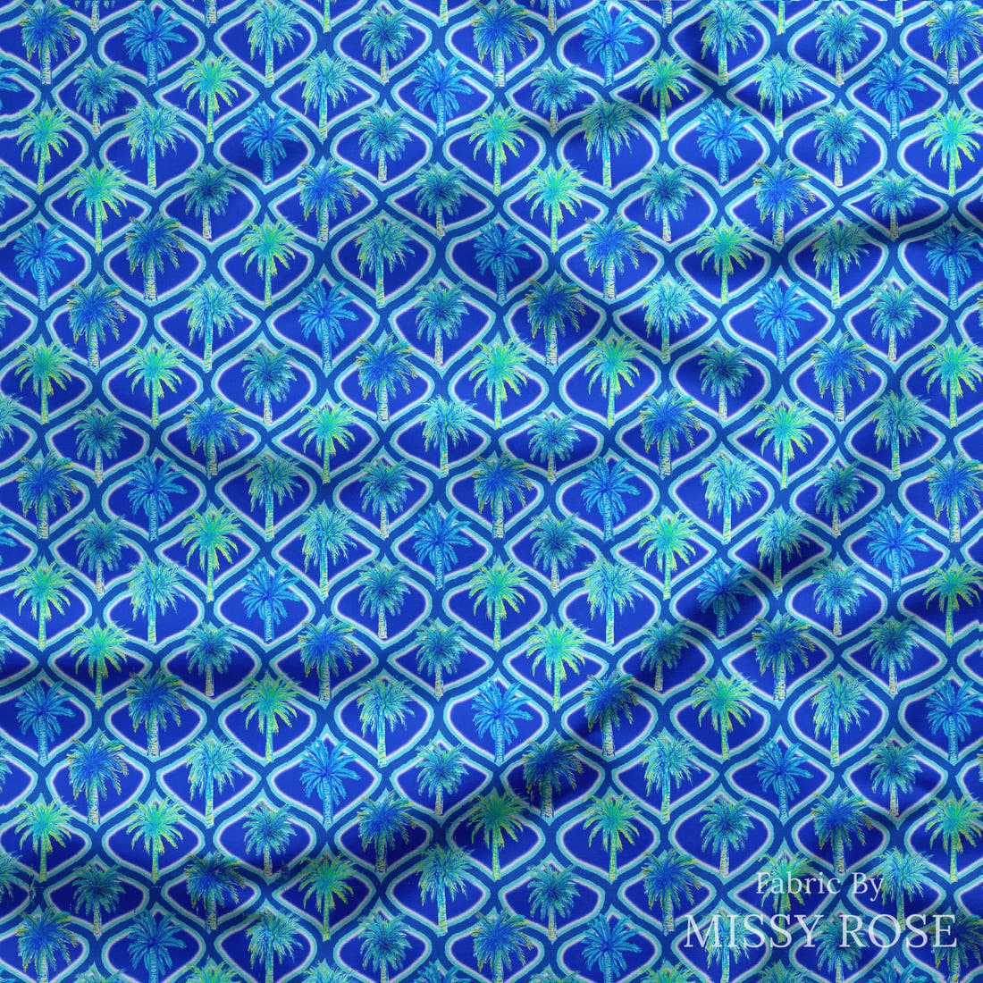 Girl and The Deep Blue Sea 100 draped fabric mockup - custom printed fabric by the metre | Fabric by Missy Rose