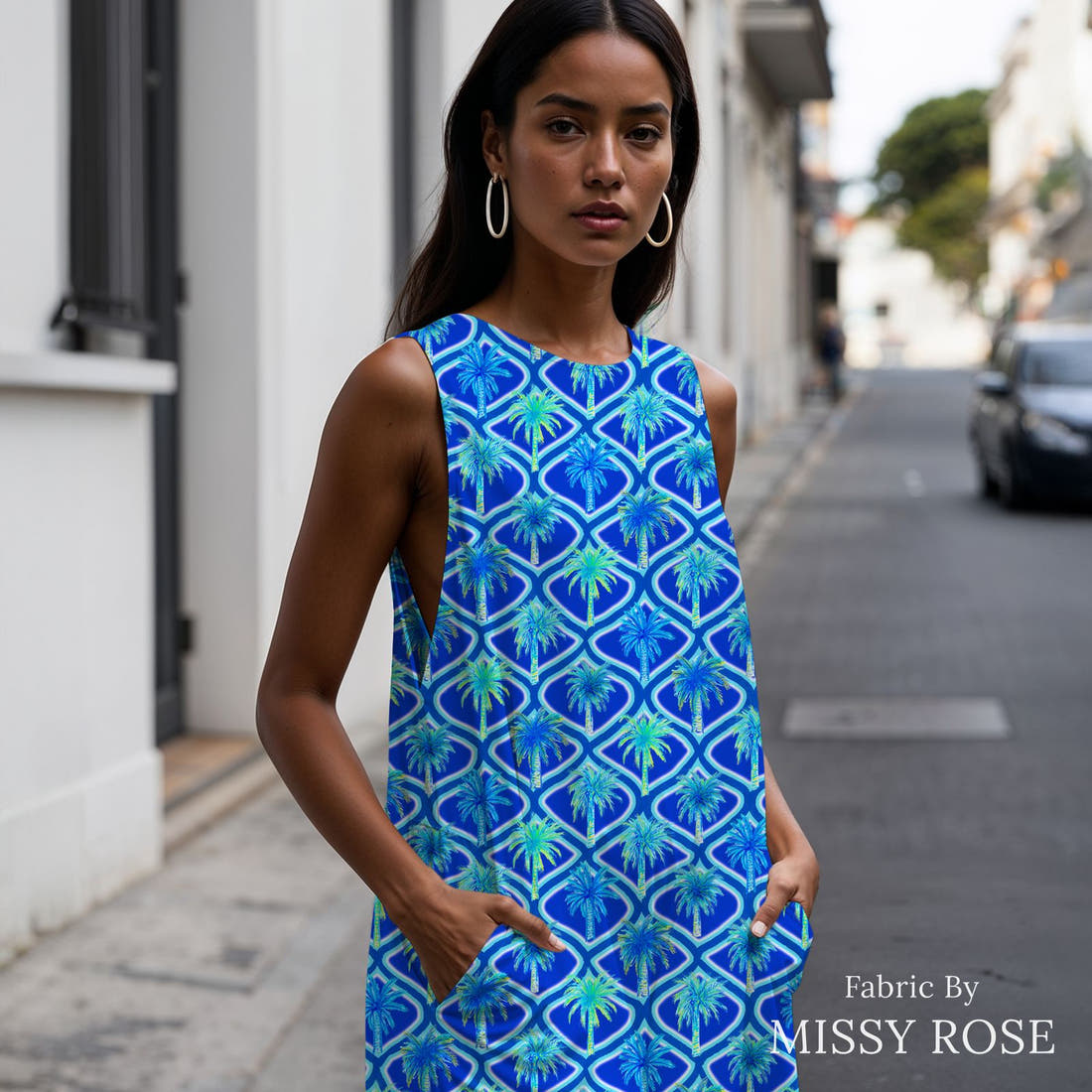 Girl and The Deep Blue Sea 100 sewn into a women's jumpsuit - see how the print looks made up | Fabric by Missy Rose