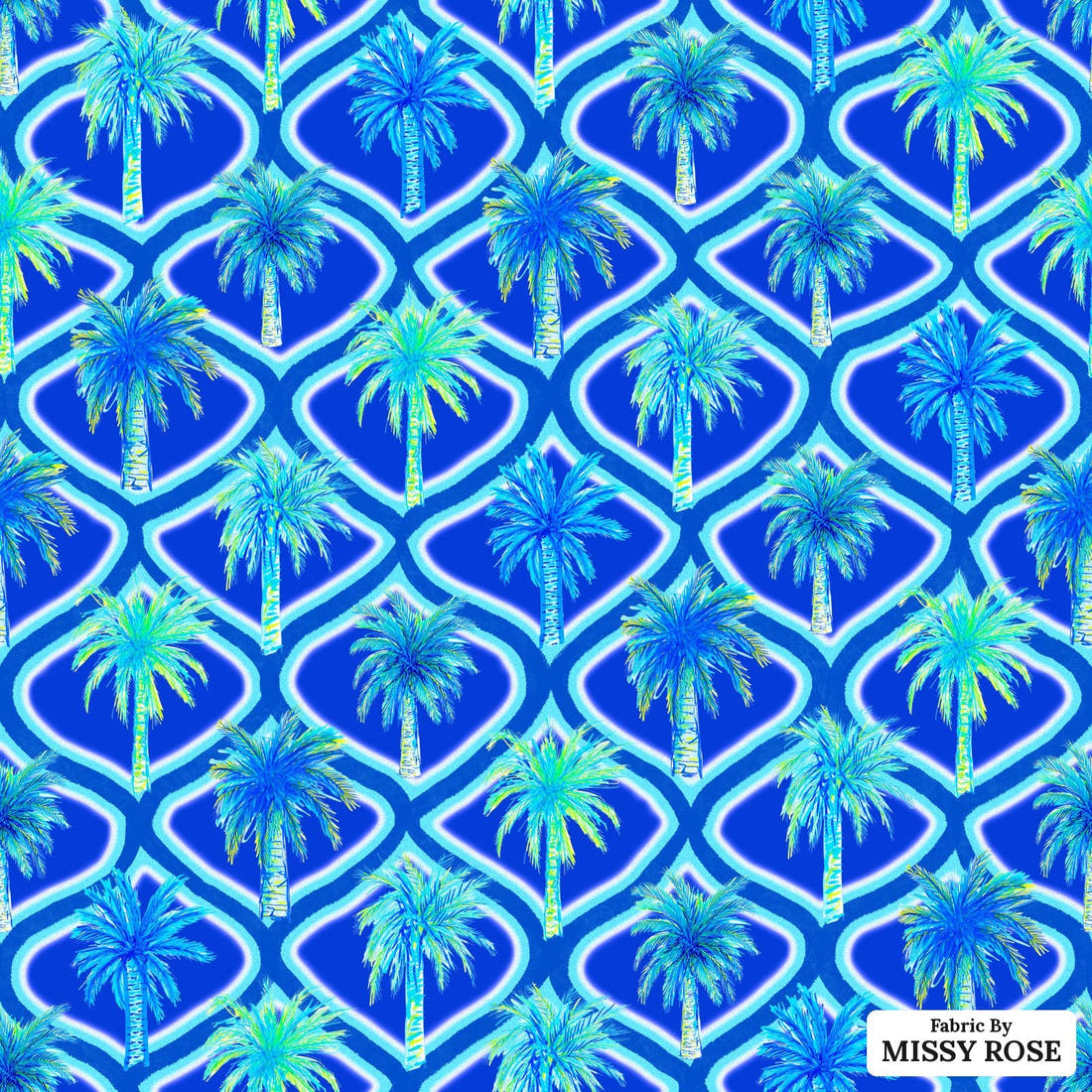 Girl and The Deep Blue Sea 100 - flat view of the print, zoom in for detail | Fabric by Missy Rose