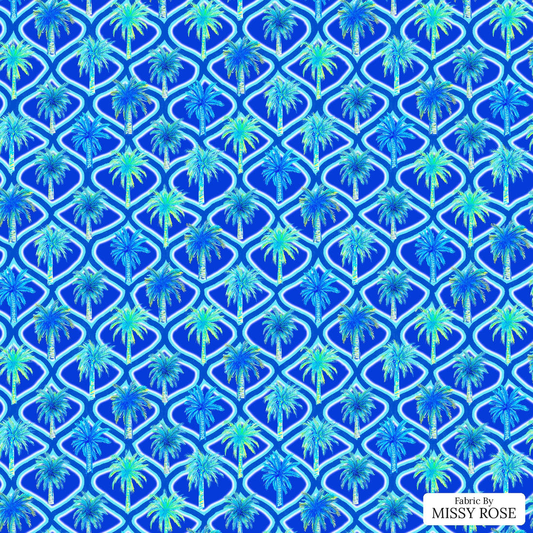 Girl and The Deep Blue Sea 100 - flat view of the print, zoom in for detail | Fabric by Missy Rose