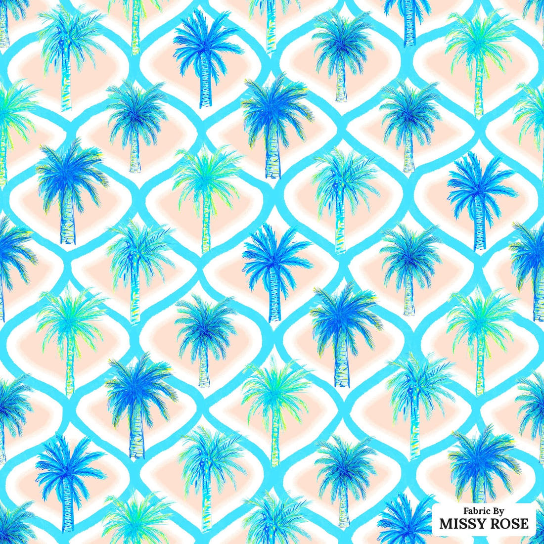 Girl and The Deep Blue Sea 101 - flat view of the print, zoom in for detail | Fabric by Missy Rose
