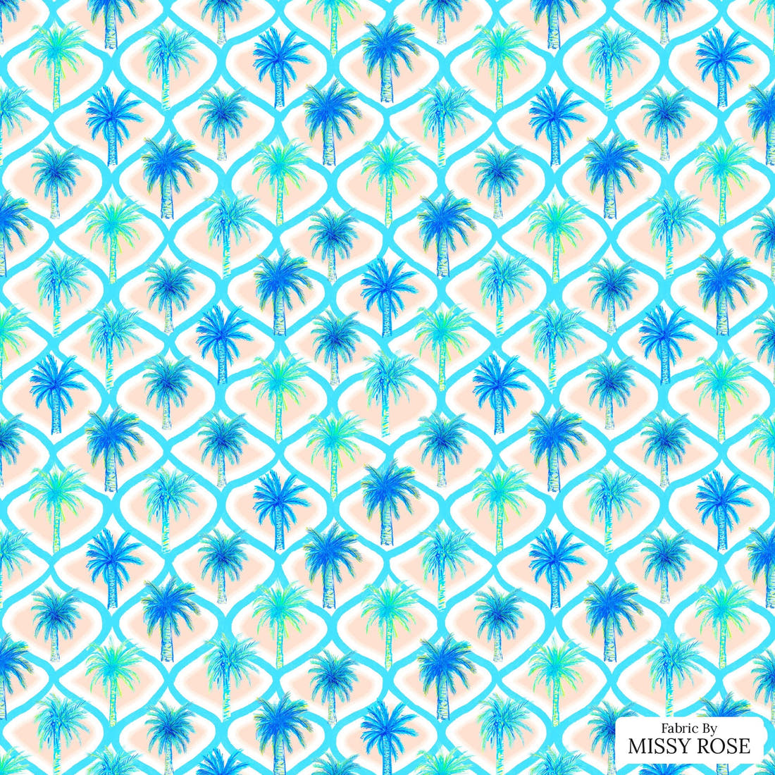 Girl and The Deep Blue Sea 101 - flat view of the print, zoom in for detail | Fabric by Missy Rose
