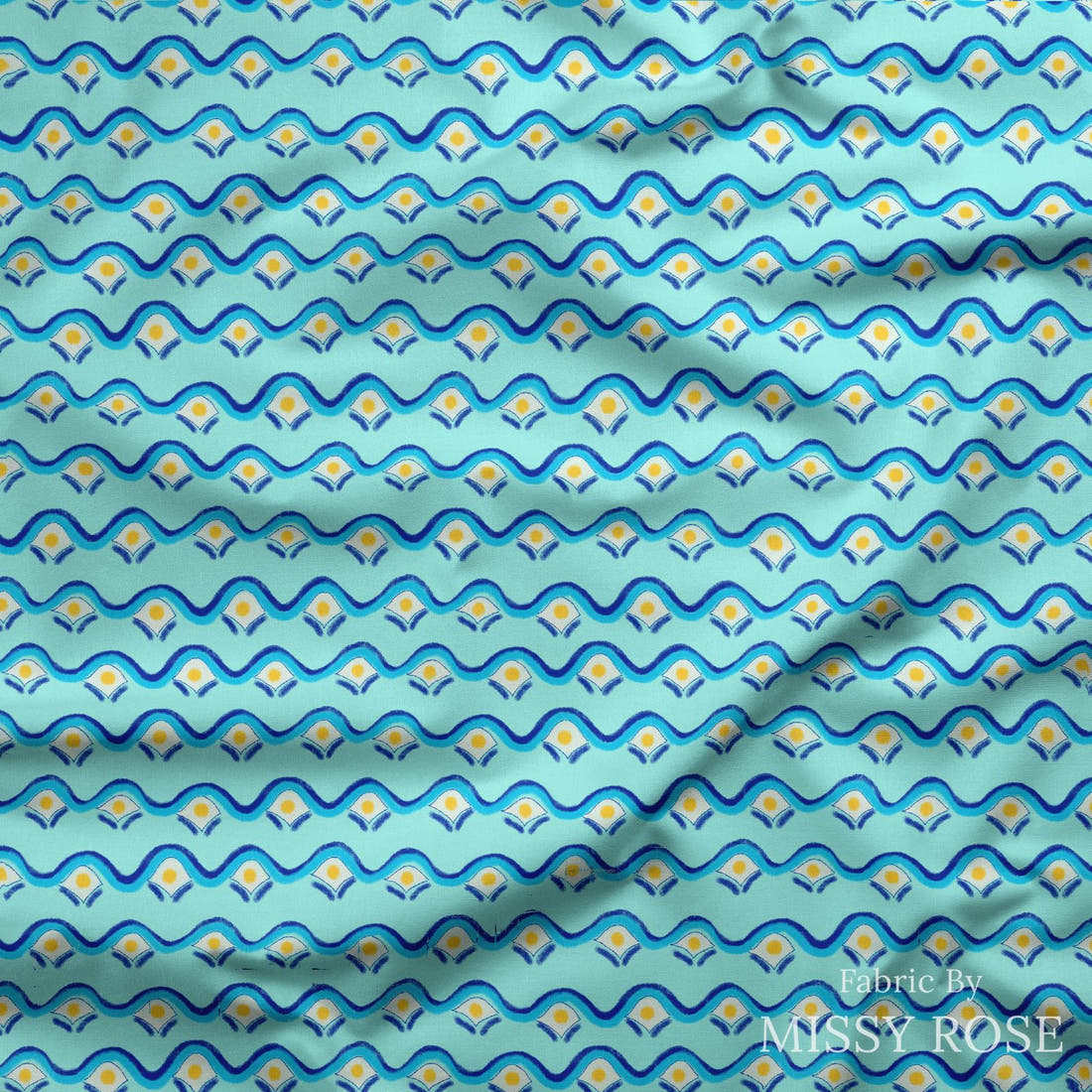 Girl and The Deep Blue Sea 102 draped fabric mockup - custom printed fabric by the metre | Fabric by Missy Rose