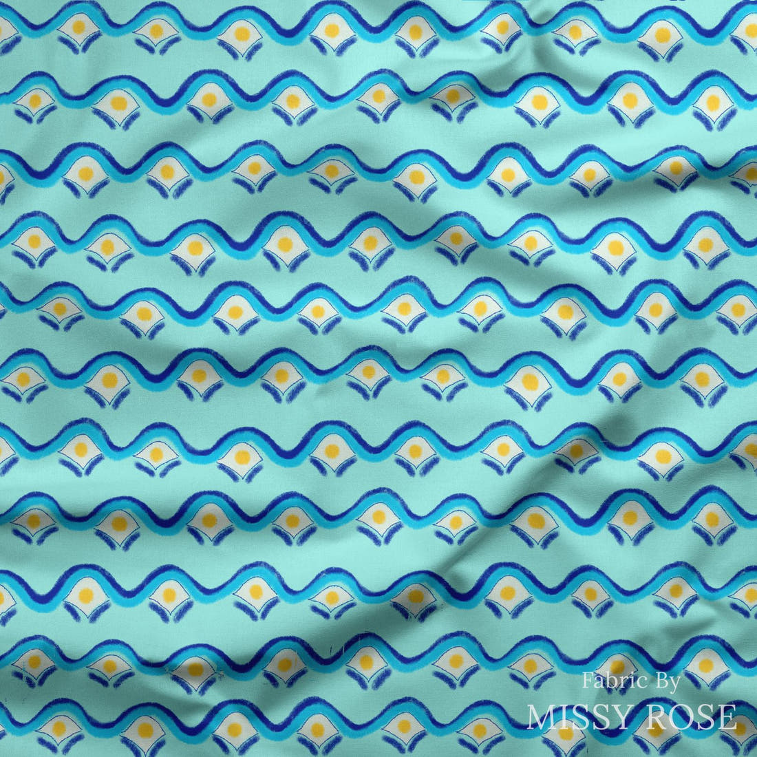 Girl and The Deep Blue Sea 102 draped fabric mockup - custom printed fabric by the metre | Fabric by Missy Rose