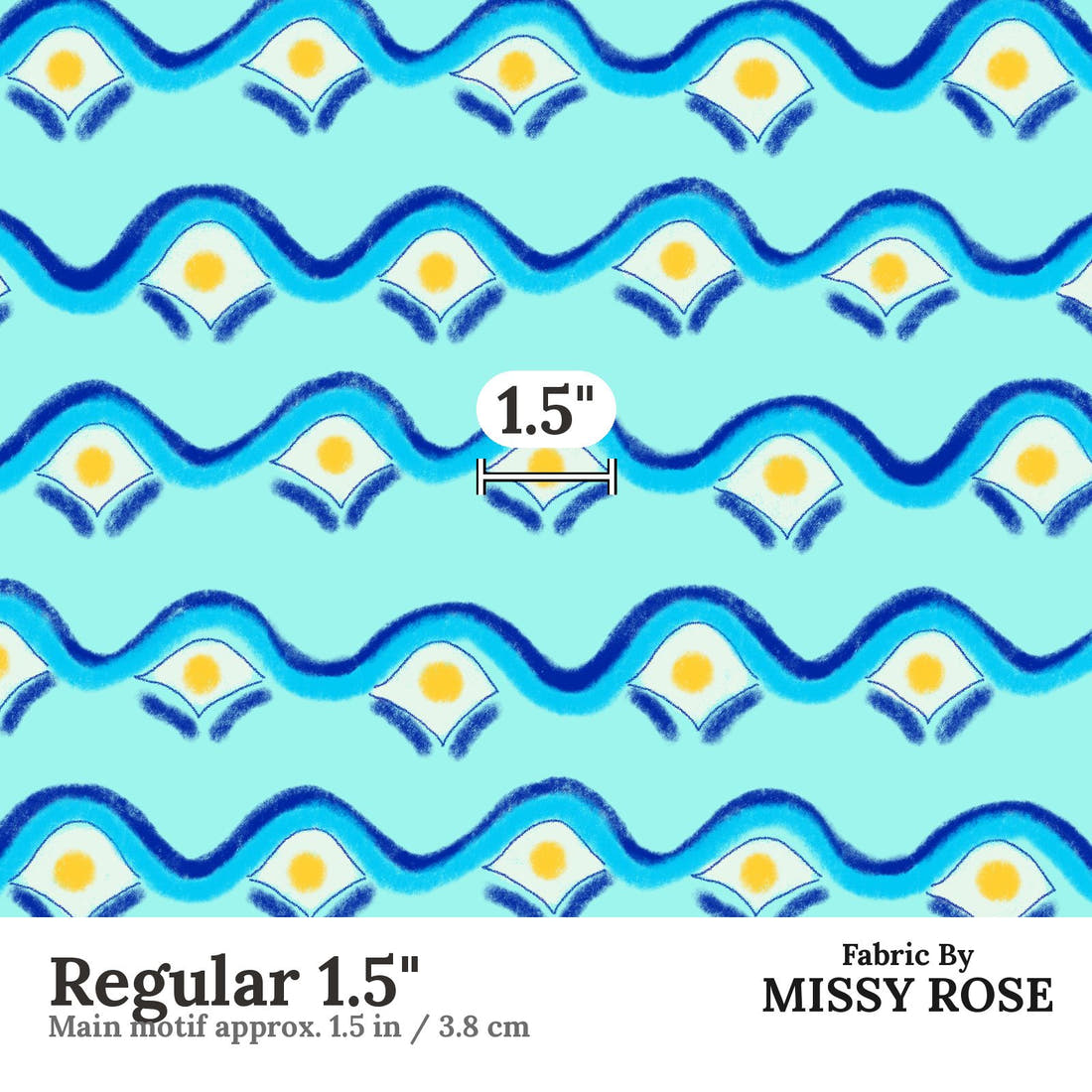 Girl and The Deep Blue Sea 102 Regular 1.5 inch print scale guide | Fabric by Missy Rose