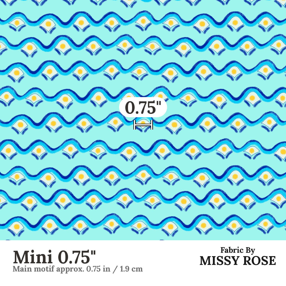 Girl and The Deep Blue Sea 102 Mini 0.75 inch print scale guide | Fabric by Missy Rose
