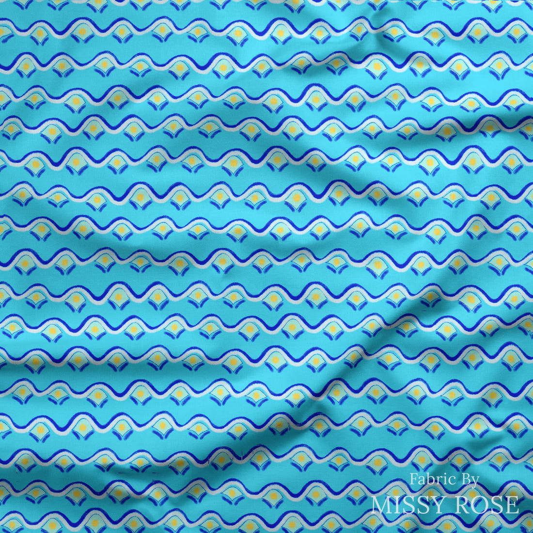 Girl and The Deep Blue Sea 103 draped fabric mockup - custom printed fabric by the metre | Fabric by Missy Rose