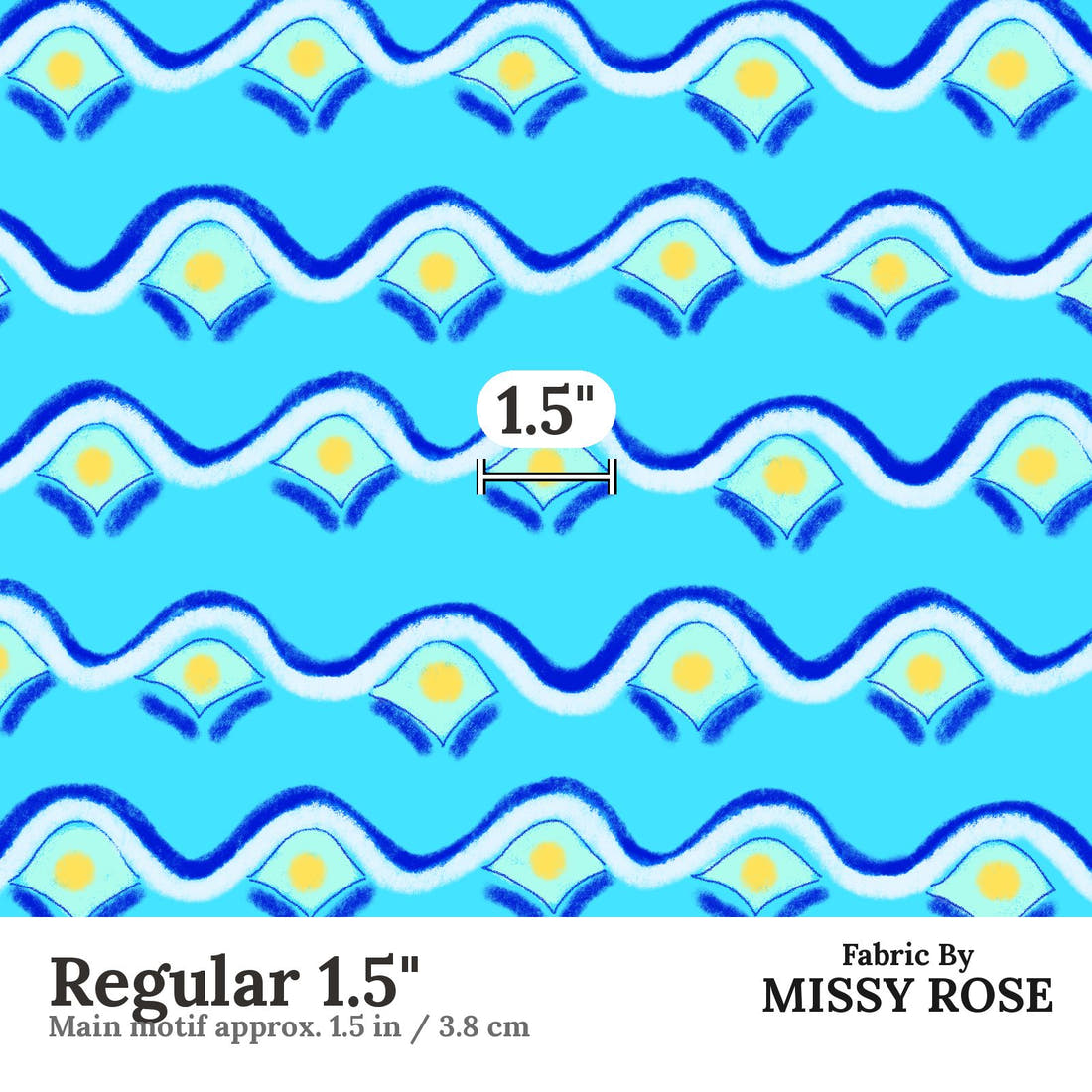 Girl and The Deep Blue Sea 103 Regular 1.5 inch print scale guide | Fabric by Missy Rose