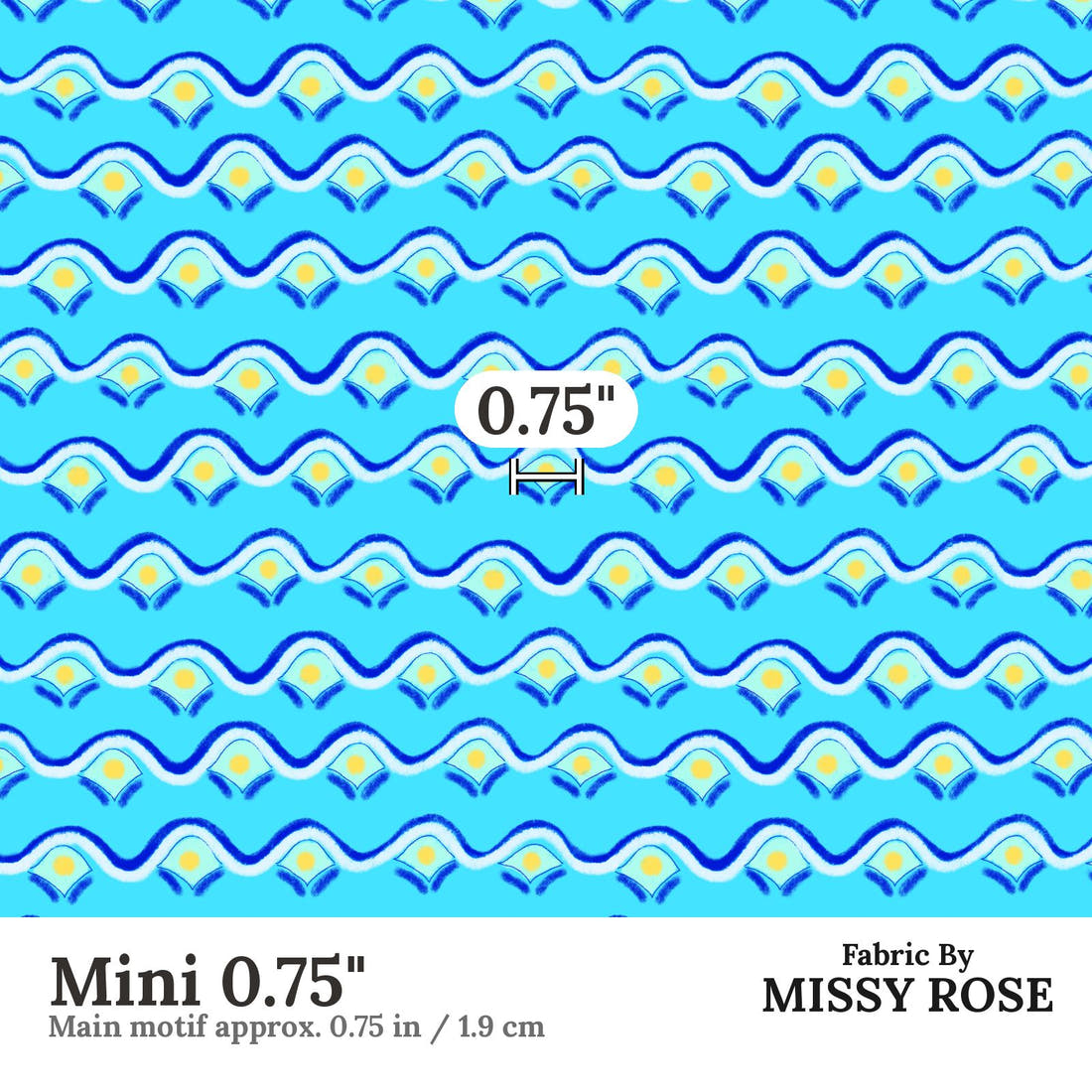 Girl and The Deep Blue Sea 103 Mini 0.75 inch print scale guide | Fabric by Missy Rose