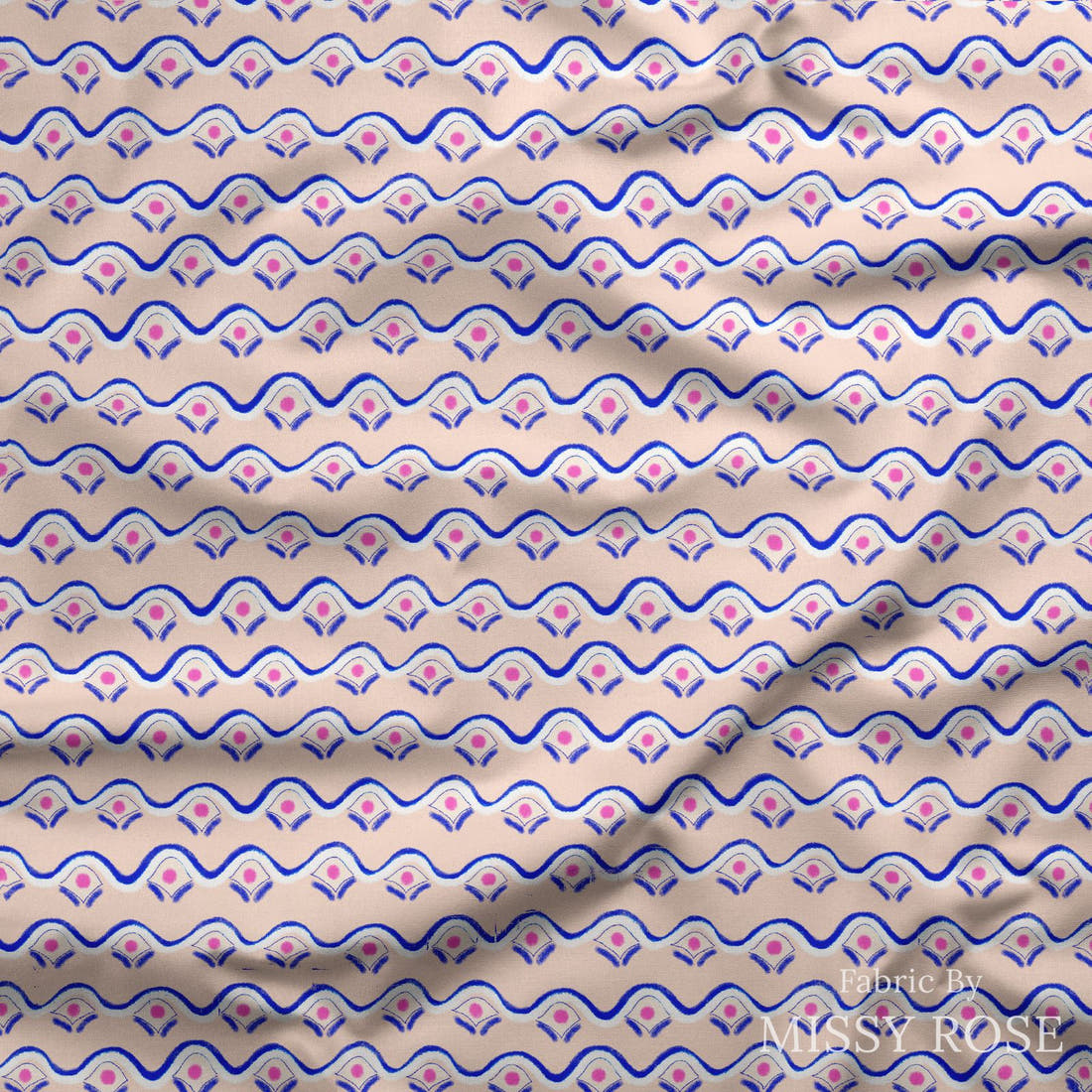 Girl and The Deep Blue Sea 104 draped fabric mockup - custom printed fabric by the metre | Fabric by Missy Rose