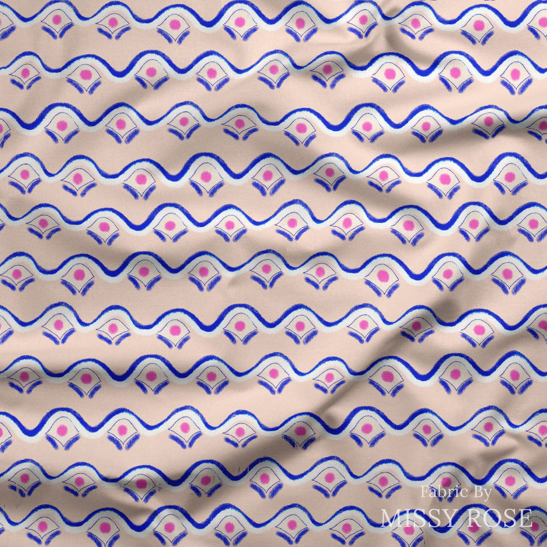 Girl and The Deep Blue Sea 104 draped fabric mockup - custom printed fabric by the metre | Fabric by Missy Rose