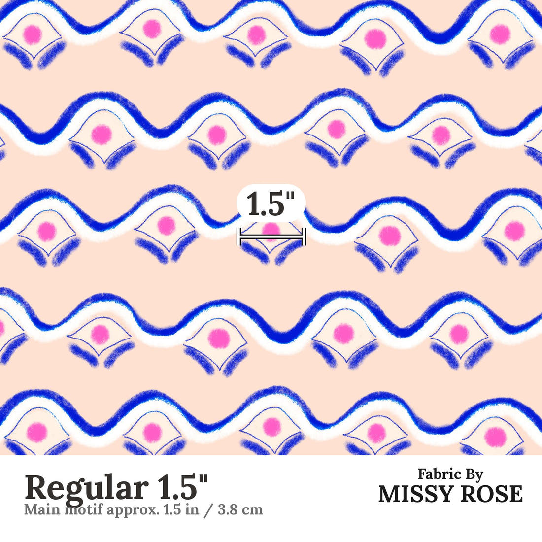 Girl and The Deep Blue Sea 104 Regular 1.5 inch print scale guide | Fabric by Missy Rose