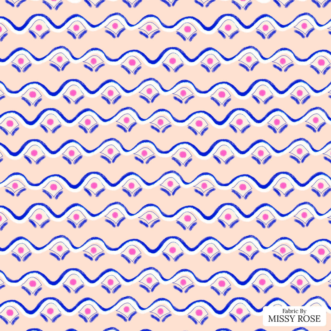 Girl and The Deep Blue Sea 104 - flat view of the print, zoom in for detail | Fabric by Missy Rose