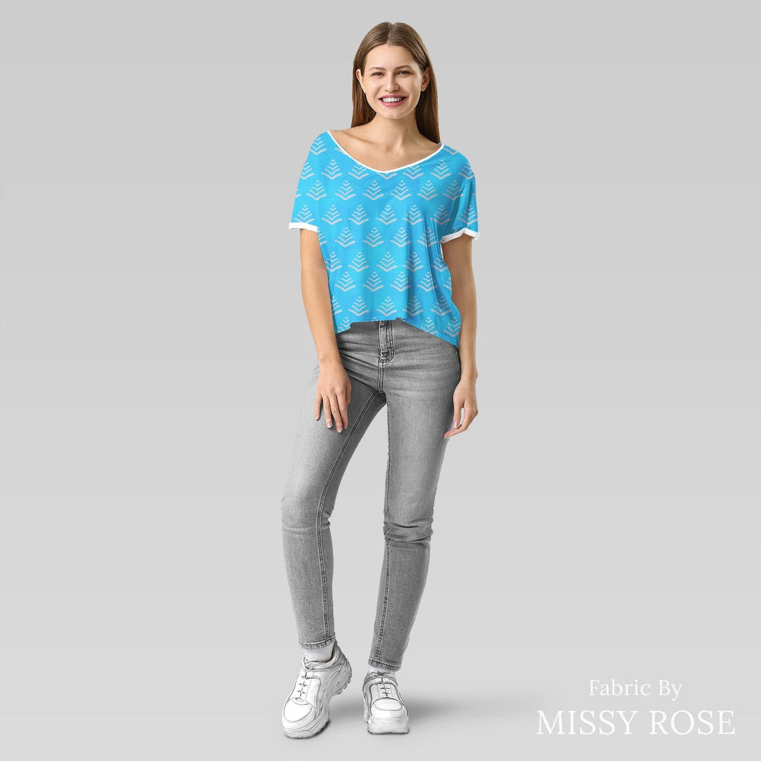 Girl and The Deep Blue Sea 105 sewn into an everyday tee - see how the print looks made up | Fabric by Missy Rose