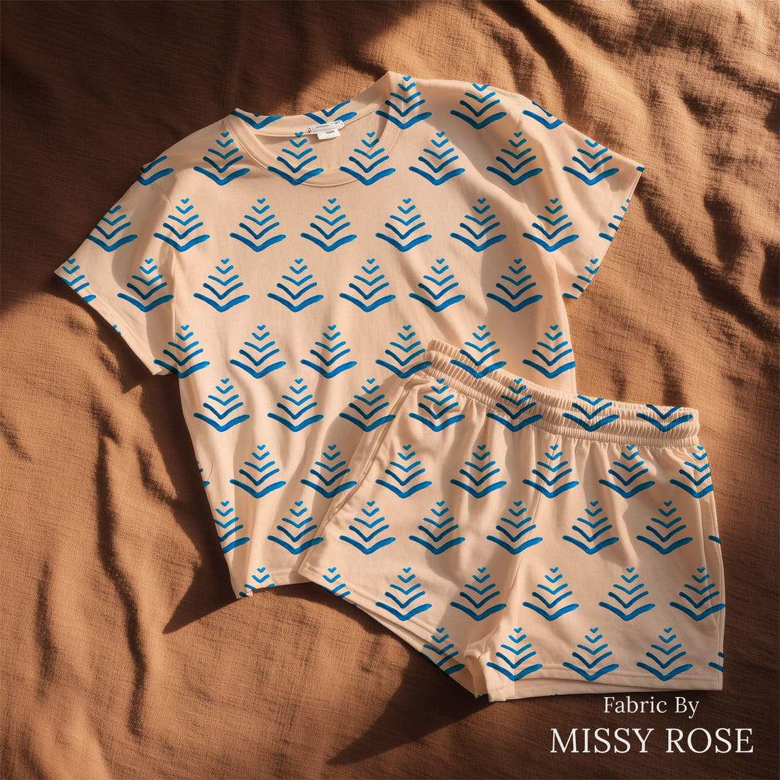 Girl and The Deep Blue Sea 106 sewn into a lounge set - see how the print looks made up | Fabric by Missy Rose