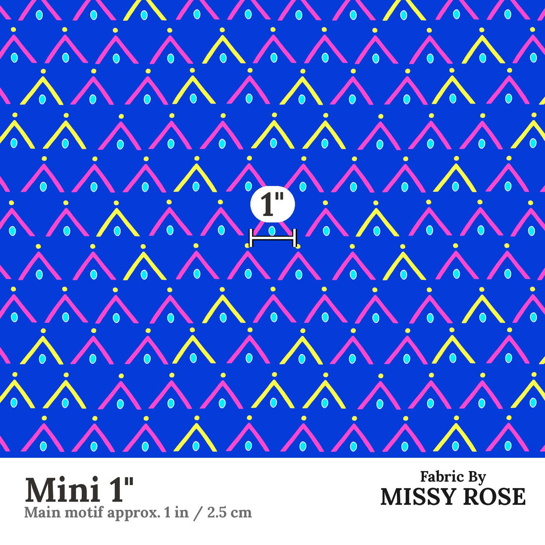 Girl and The Deep Blue Sea 108 Mini 1 inch print scale guide | Fabric by Missy Rose