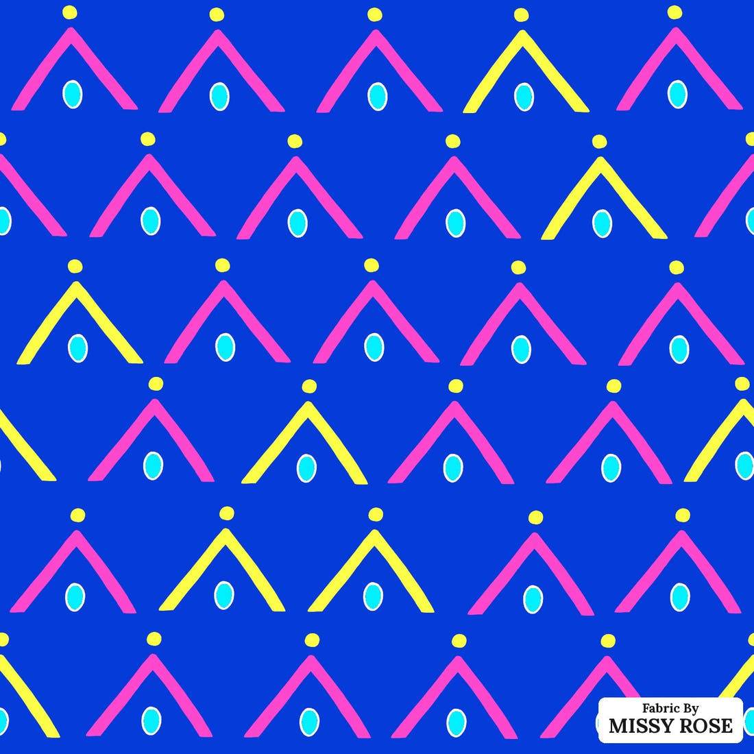 Girl and The Deep Blue Sea 108 - flat view of the print, zoom in for detail | Fabric by Missy Rose
