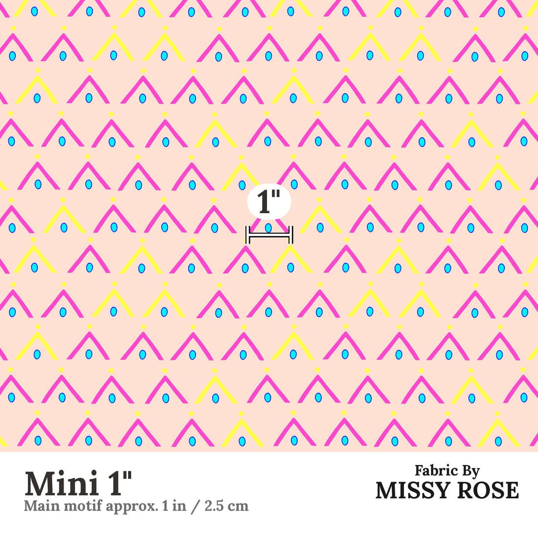 Girl and The Deep Blue Sea 109 Mini 1 inch print scale guide | Fabric by Missy Rose