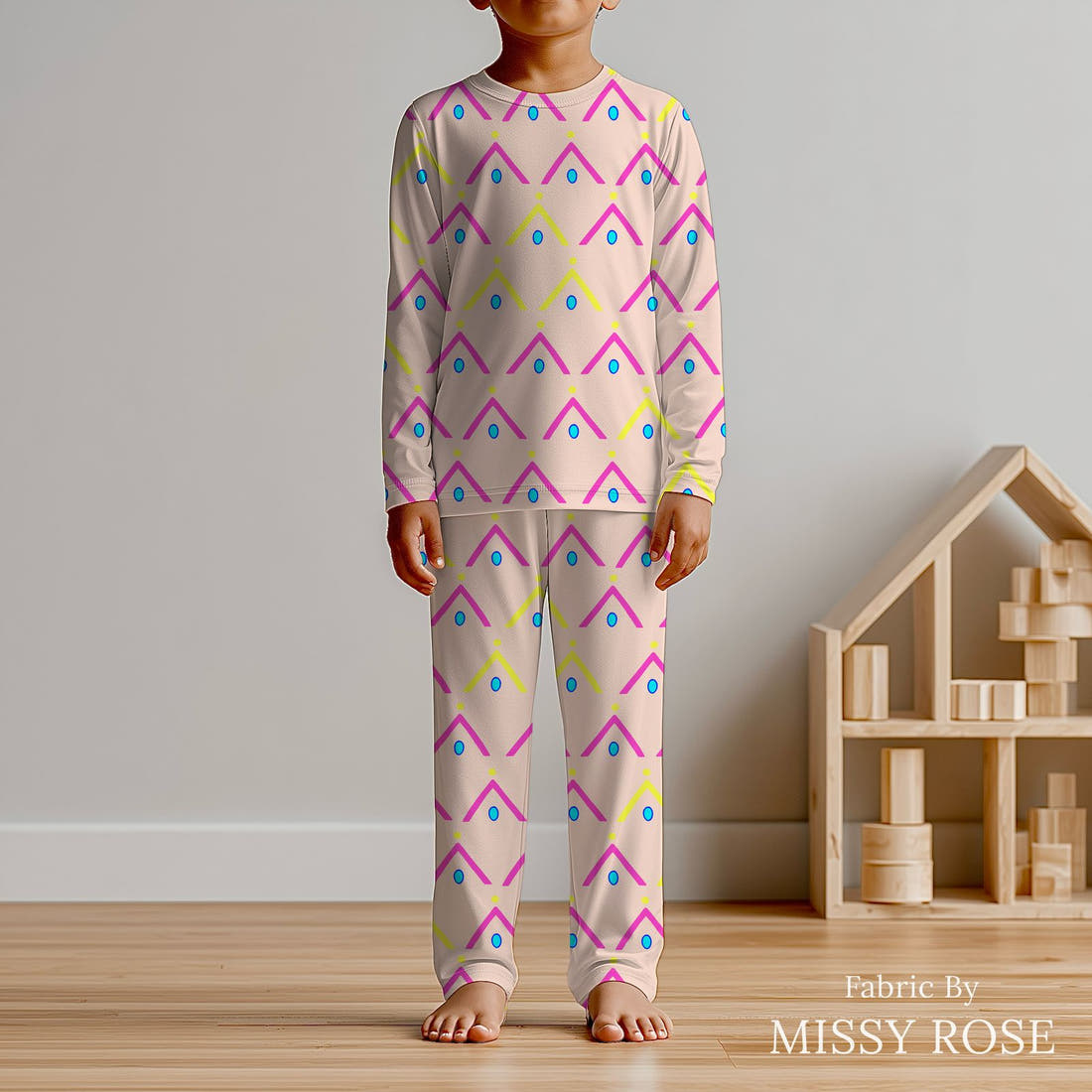 Girl and The Deep Blue Sea 109 sewn into kids' pyjamas - see how the print looks made up | Fabric by Missy Rose