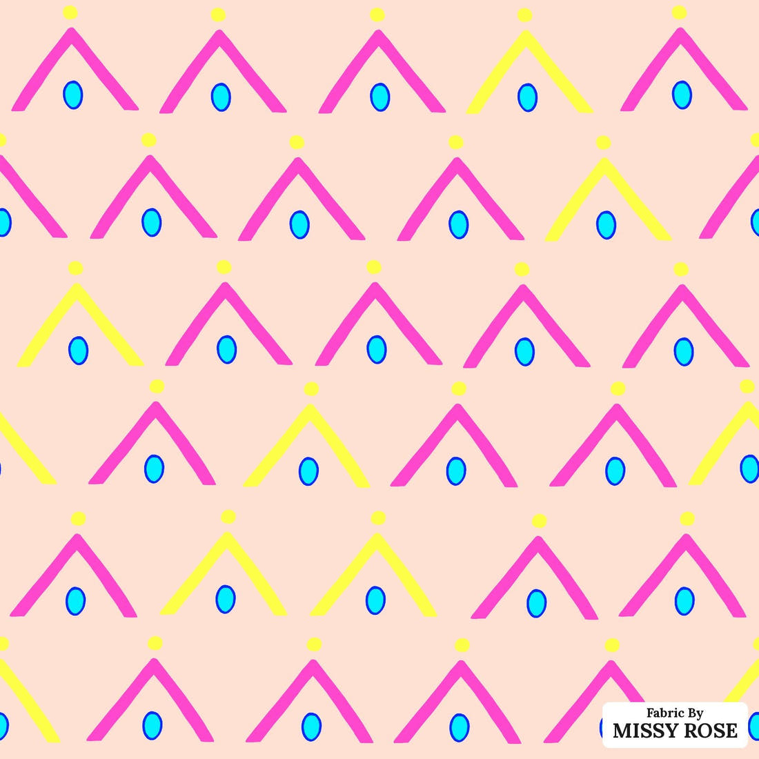 Girl and The Deep Blue Sea 109 - flat view of the print, zoom in for detail | Fabric by Missy Rose