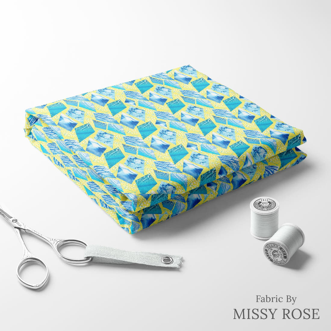 Girl and The Deep Blue Sea 11 folded fabric stack with matching thread - pre-order fabric Australia | Fabric by Missy Rose