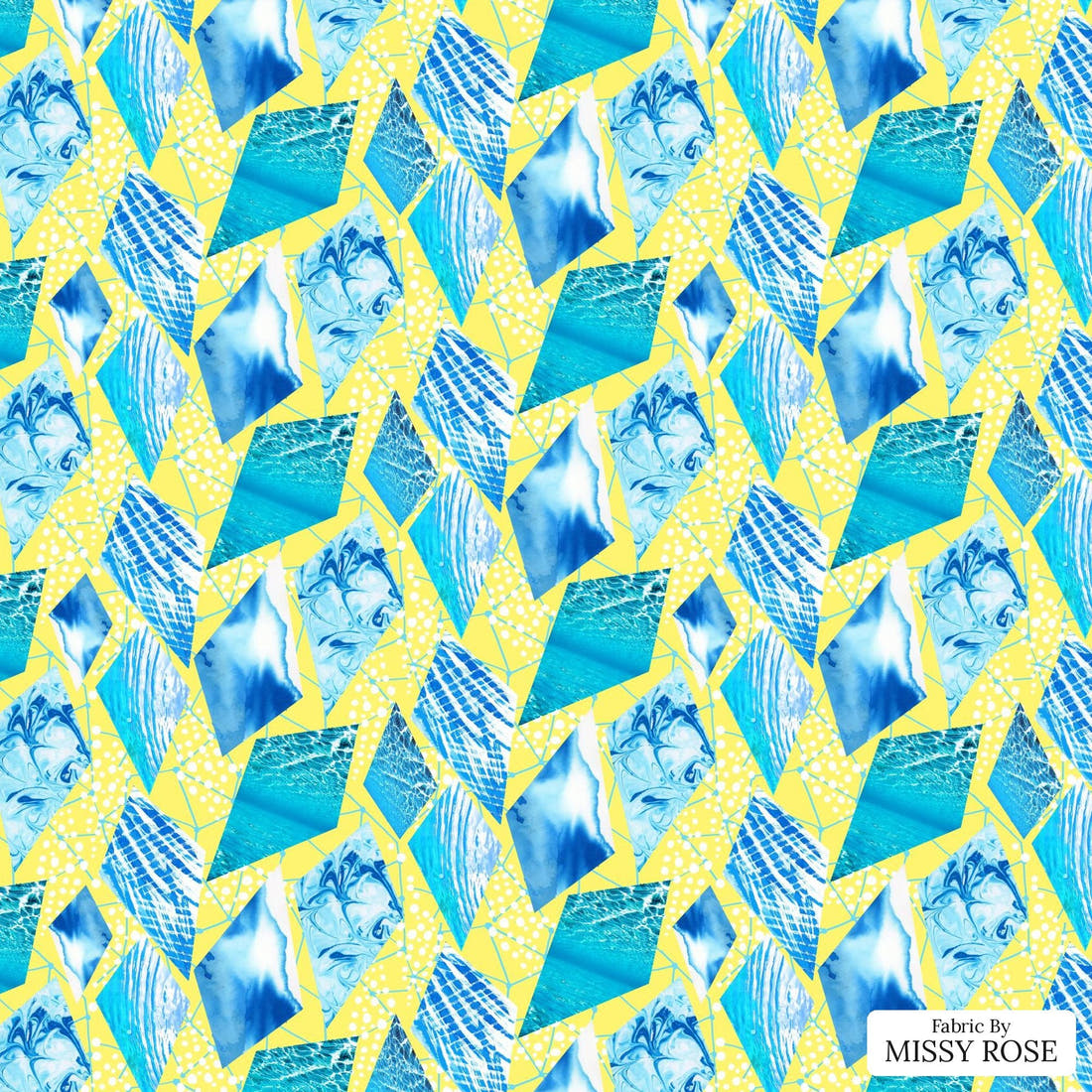 Girl and The Deep Blue Sea 11 flat view of the printed design | Fabric by Missy Rose