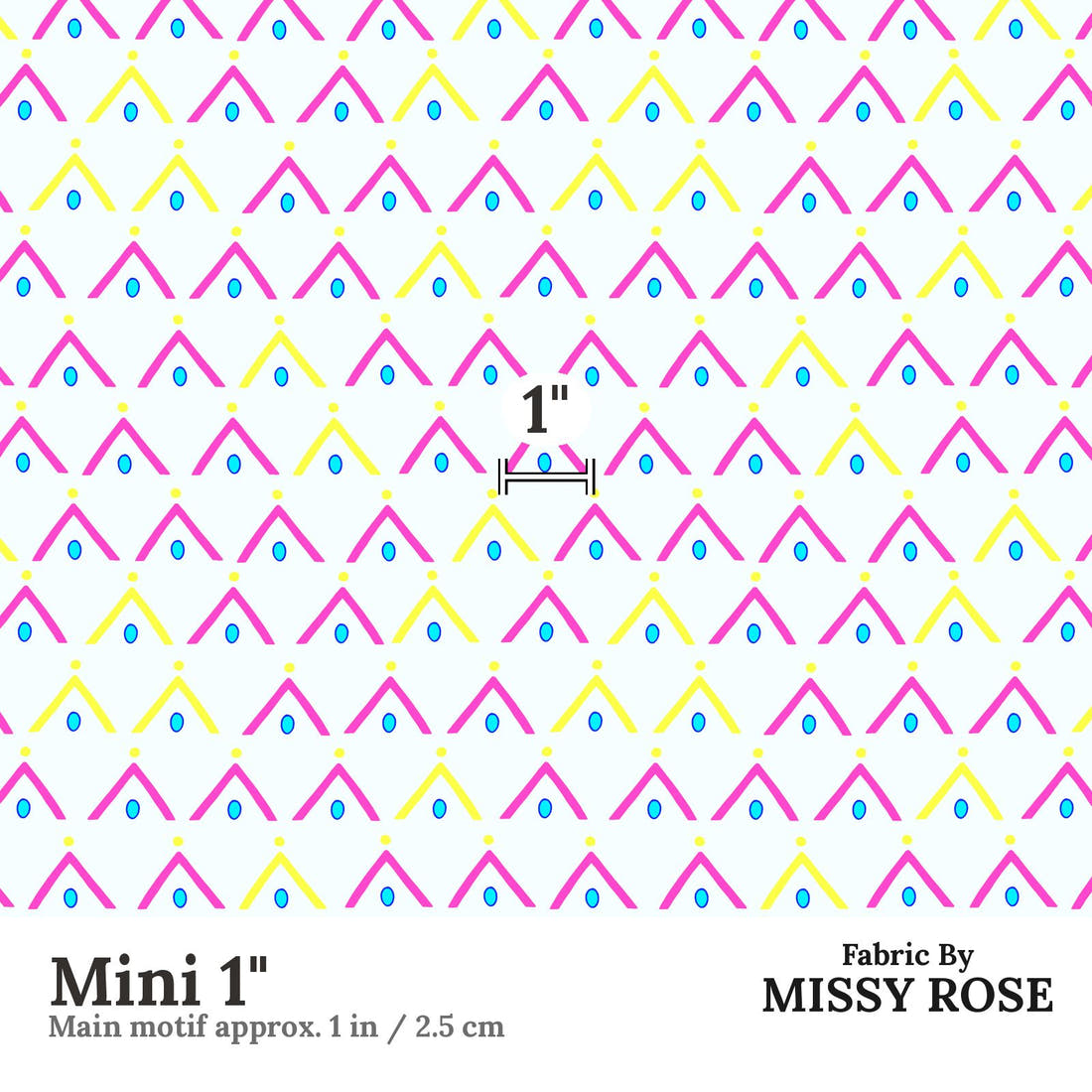 Girl and The Deep Blue Sea 110 Mini 1 inch print scale guide | Fabric by Missy Rose