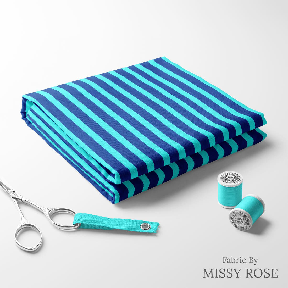 Girl and The Deep Blue Sea 111 folded fabric stack with matching thread - pre-order fabric Australia | Fabric by Missy Rose