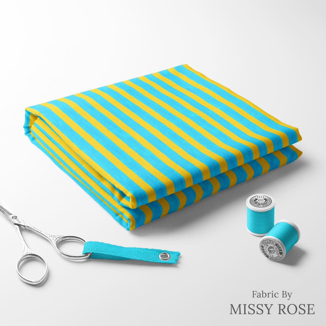 Girl and The Deep Blue Sea 112 folded fabric stack with matching thread - pre-order fabric Australia | Fabric by Missy Rose