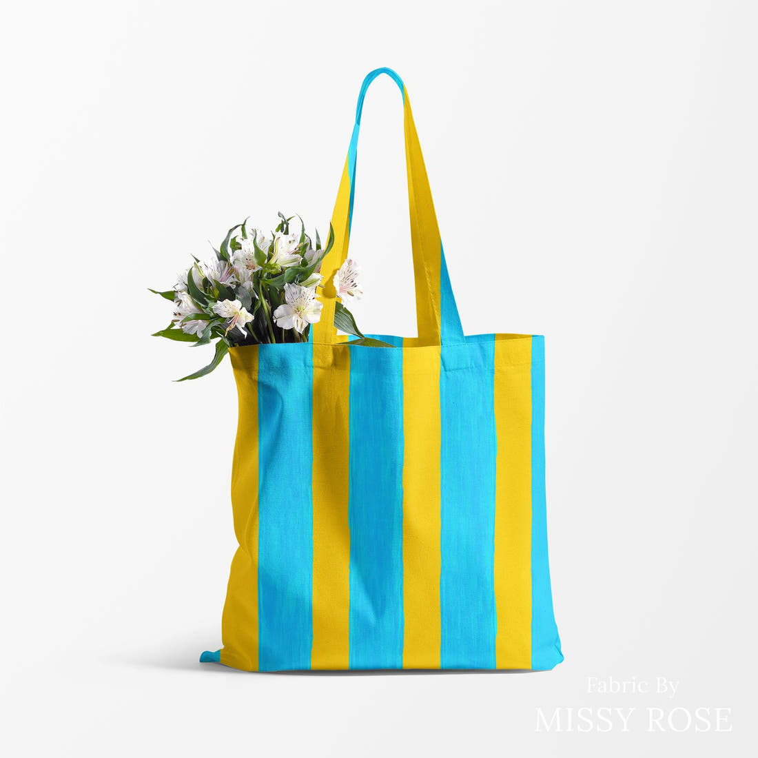 Girl and The Deep Blue Sea 112 made up as a tote bag - see how the print looks made up | Fabric by Missy Rose