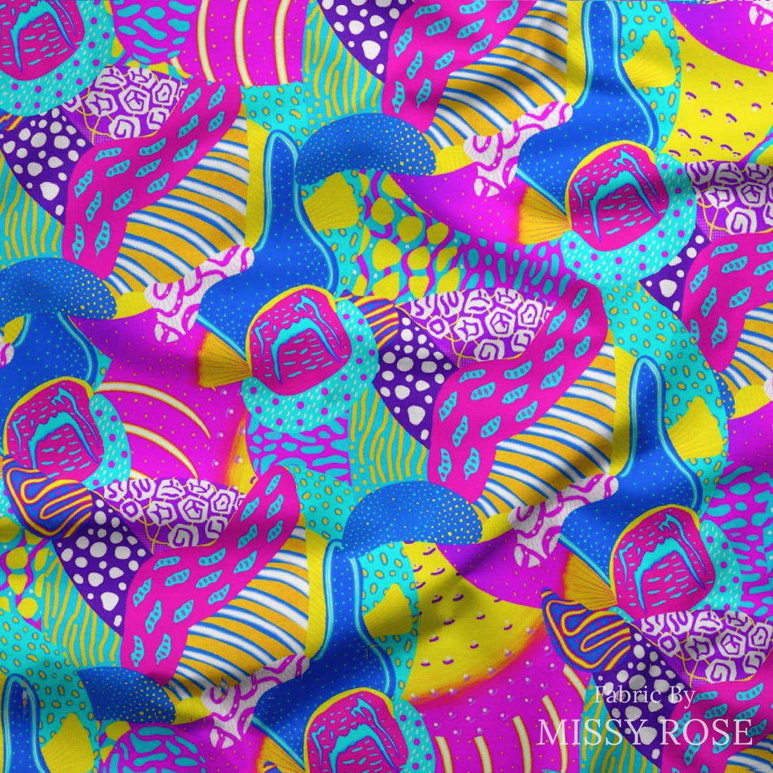 Girl and The Deep Blue Sea 12 draped fabric mockup - custom printed fabric by the metre | Fabric by Missy Rose