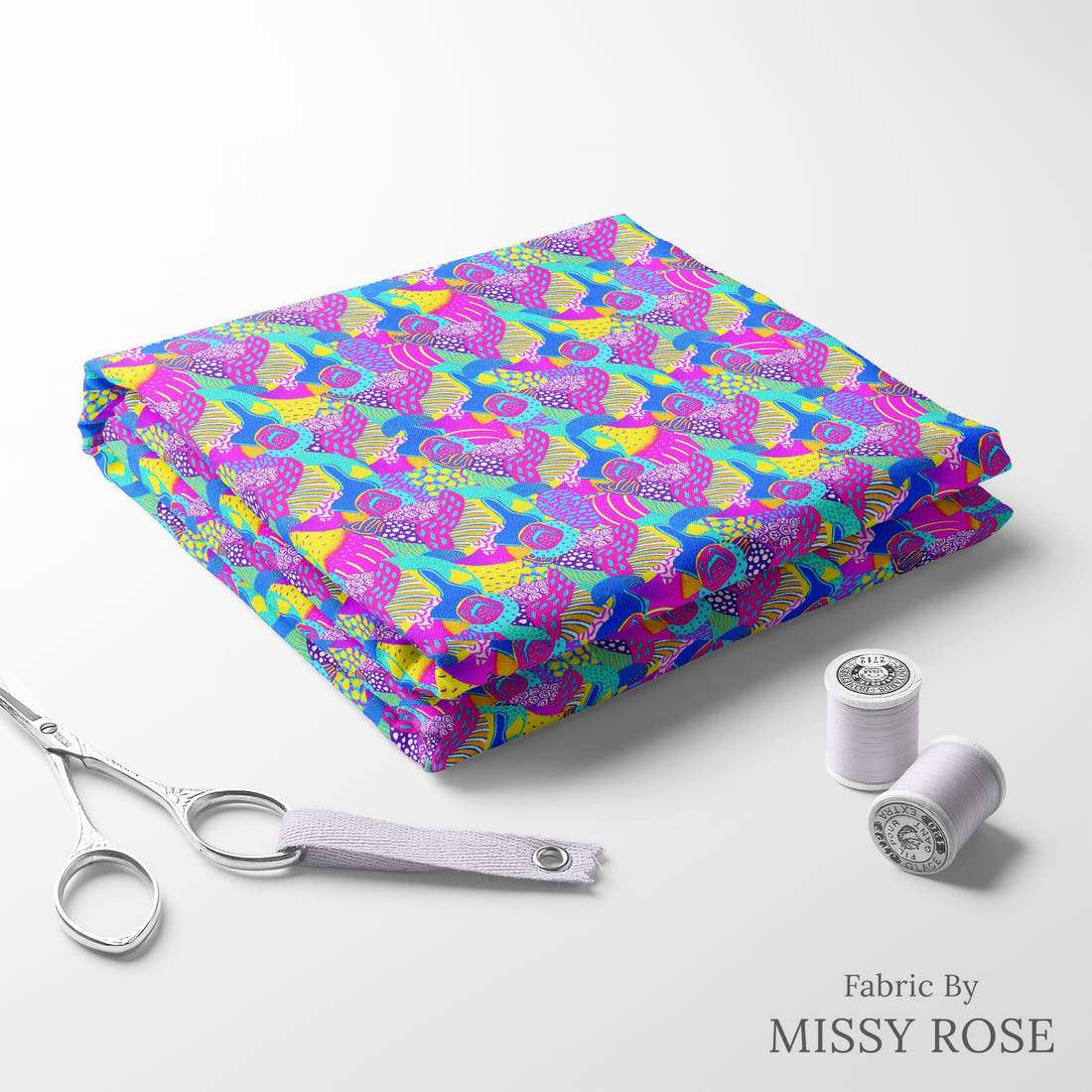 Girl and The Deep Blue Sea 12 folded fabric stack with matching thread - pre-order fabric Australia | Fabric by Missy Rose
