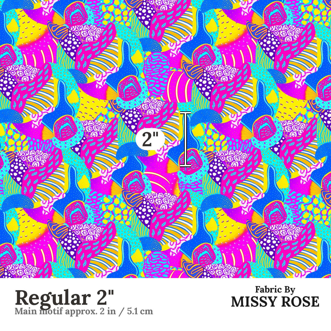 Girl and The Deep Blue Sea 12 Regular 2 inch print scale guide | Fabric by Missy Rose