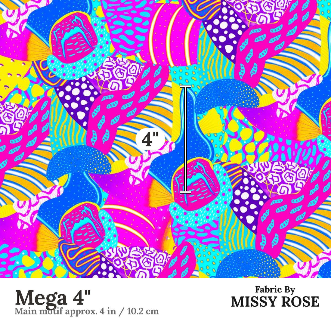 Girl and The Deep Blue Sea 12 Mega 4 inch print scale guide | Fabric by Missy Rose