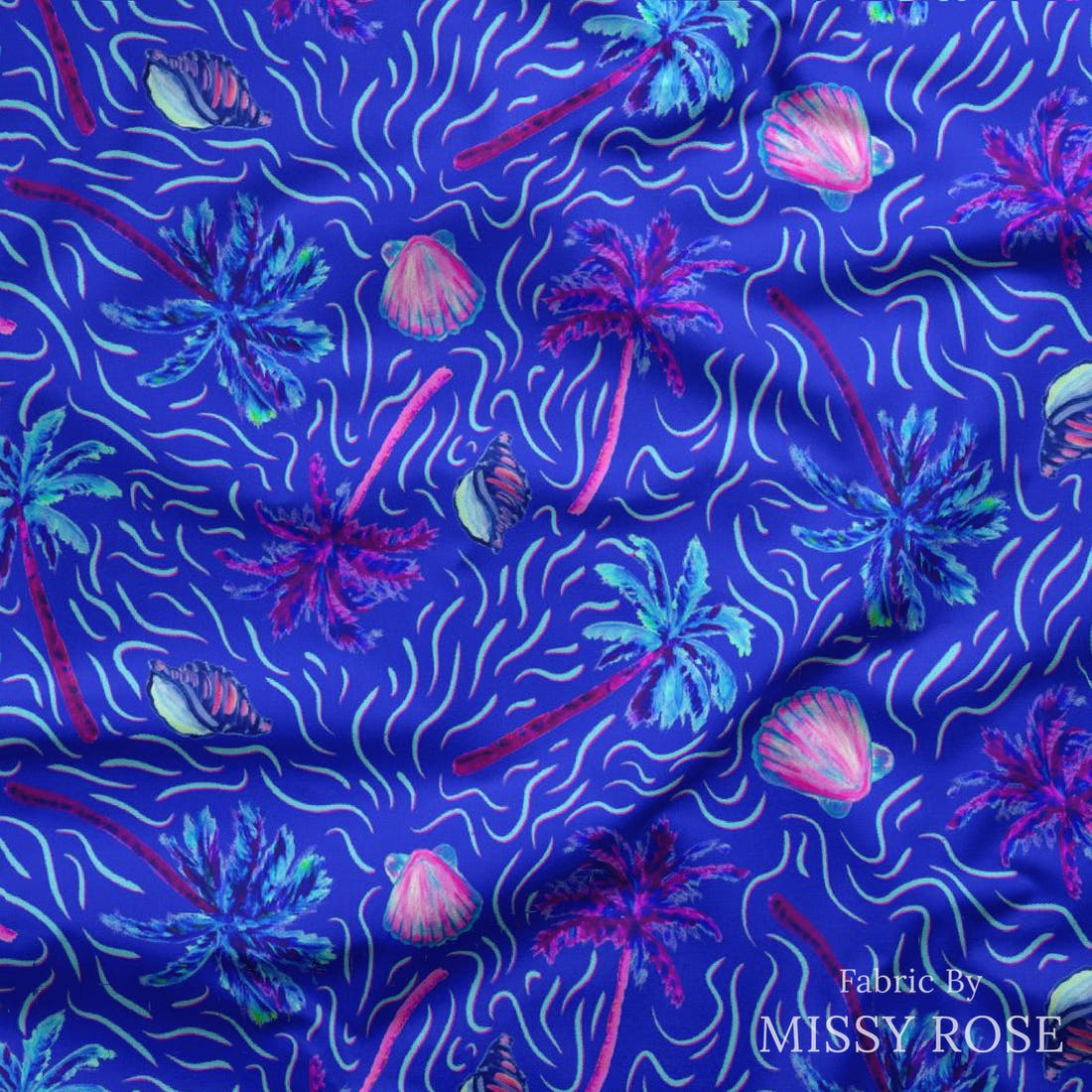 Girl and The Deep Blue Sea 13 draped fabric mockup - custom printed fabric by the metre | Fabric by Missy Rose