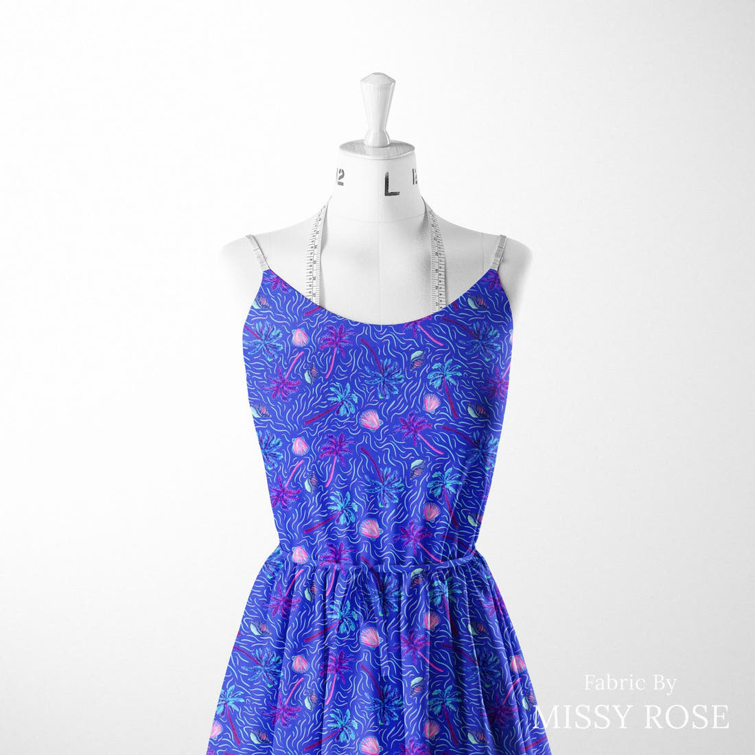 Girl and The Deep Blue Sea 13 sewn into a women's dress - custom printed fabric | Fabric by Missy Rose