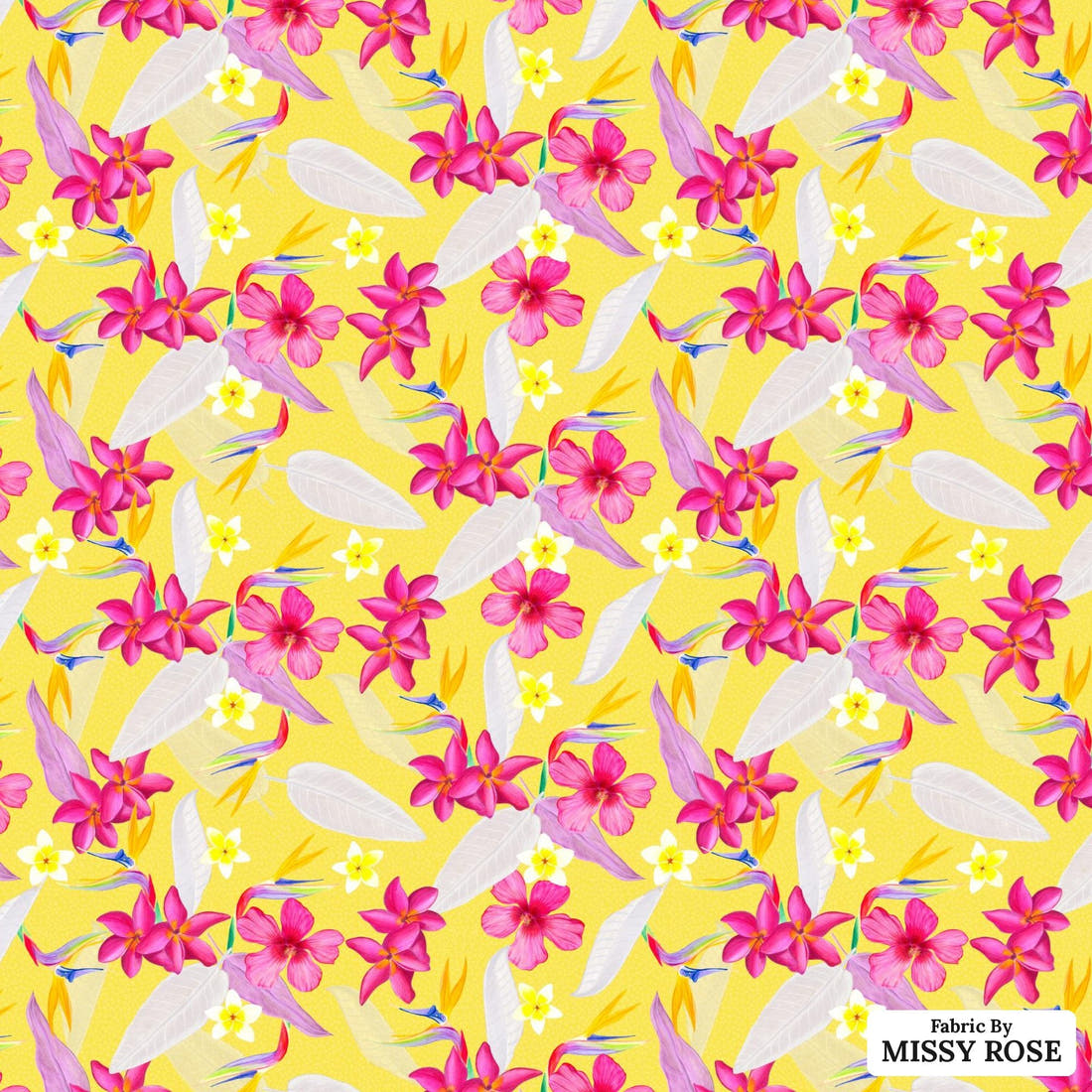 Girl and The Deep Blue Sea 15 flat view of the printed design | Fabric by Missy Rose