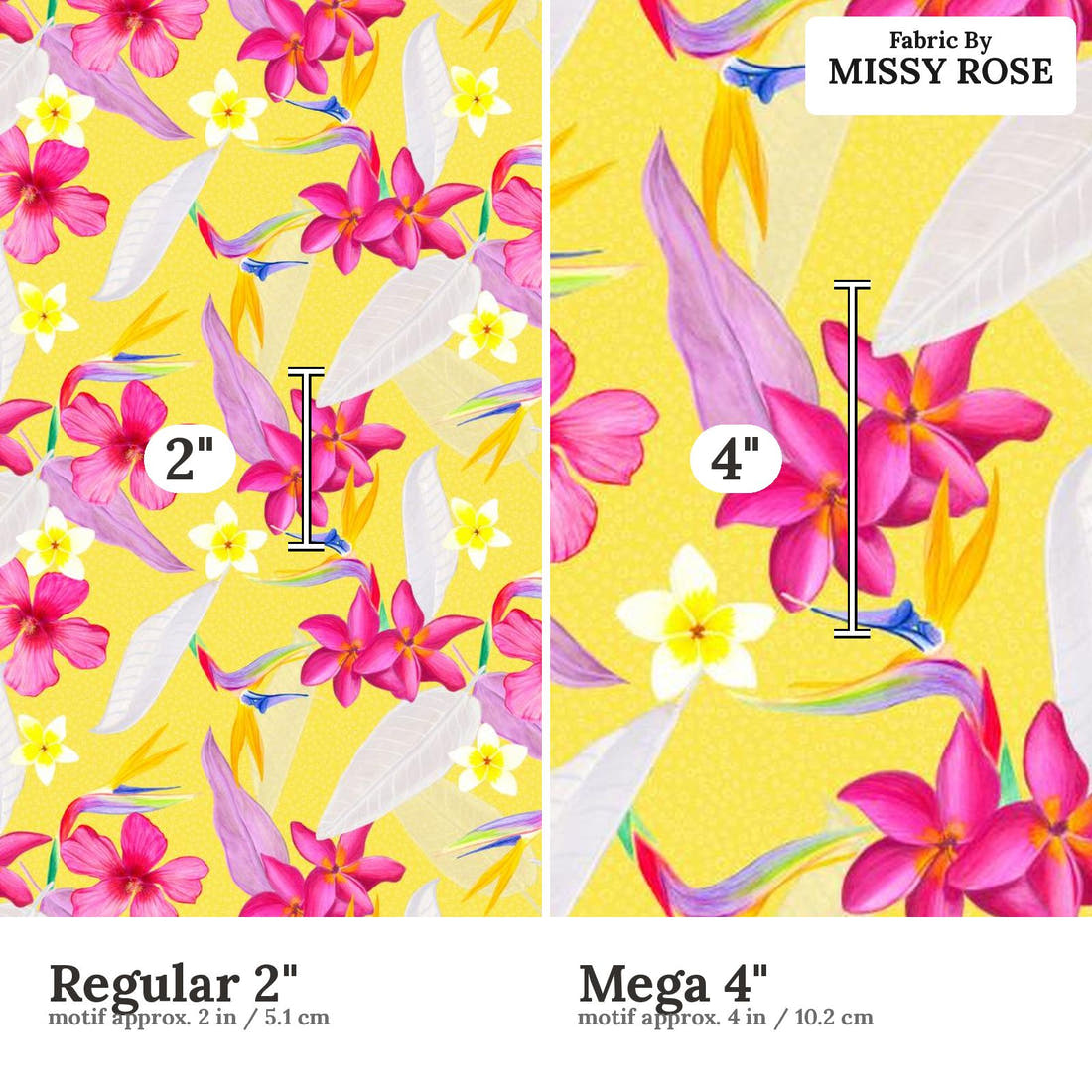 Girl and The Deep Blue Sea 15 Regular 2 inch vs Mega 4 inch print scale side by side | Fabric by Missy Rose