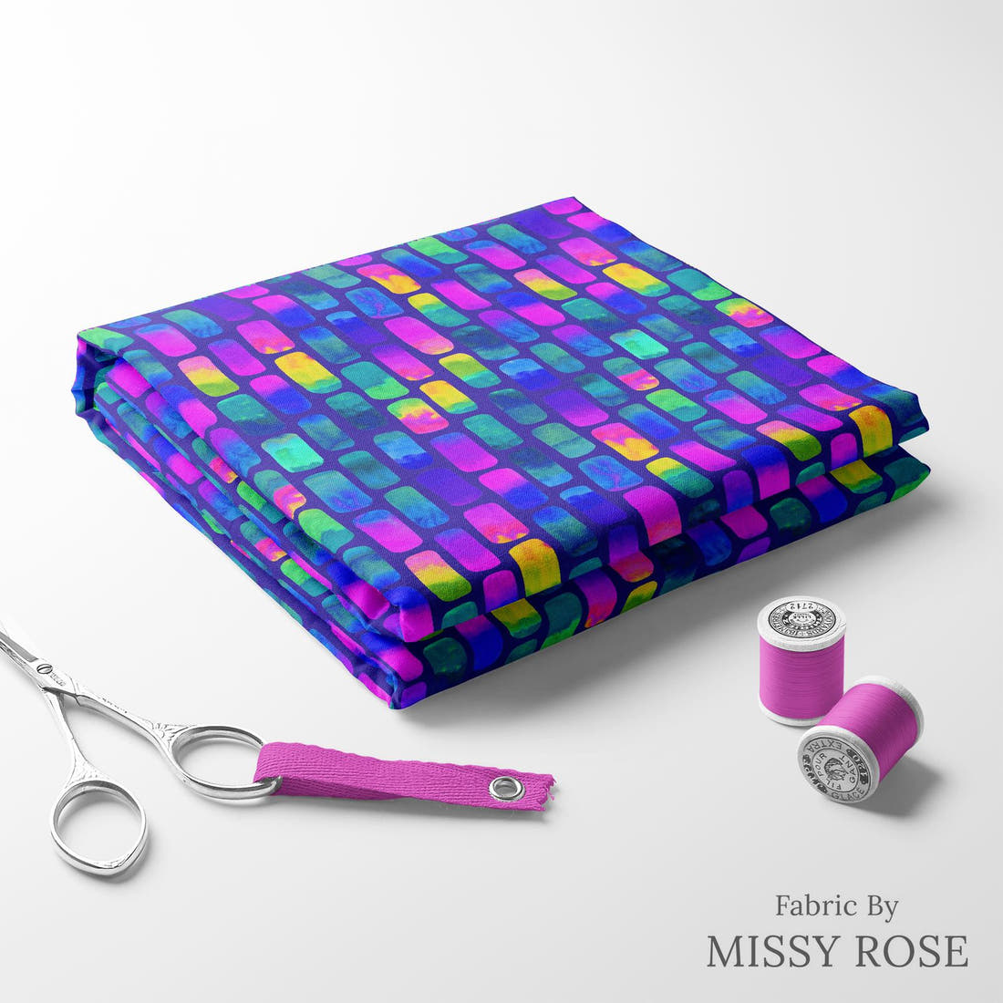 Girl and The Deep Blue Sea 17 folded fabric stack with matching thread - pre-order fabric Australia | Fabric by Missy Rose