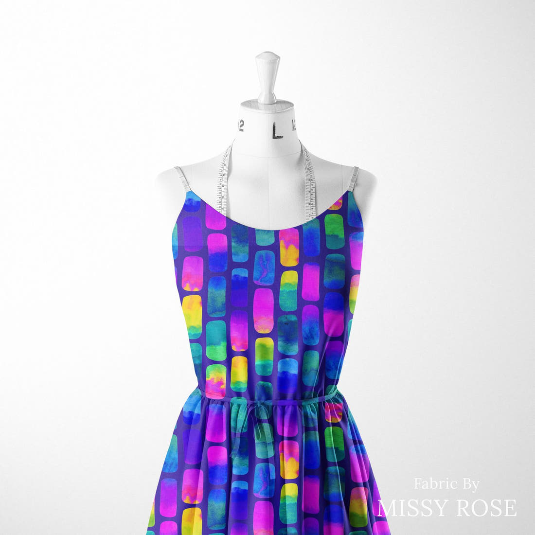 Girl and The Deep Blue Sea 17 sewn into a women's dress - custom printed fabric | Fabric by Missy Rose