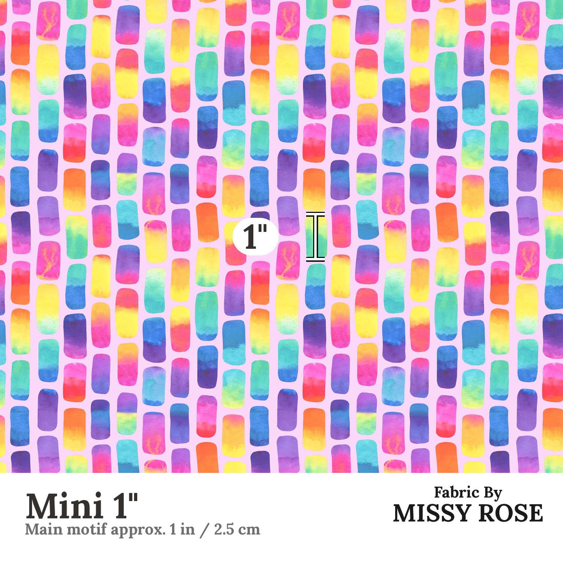 Girl and The Deep Blue Sea 18 Mini 1 inch print scale guide | Fabric by Missy Rose