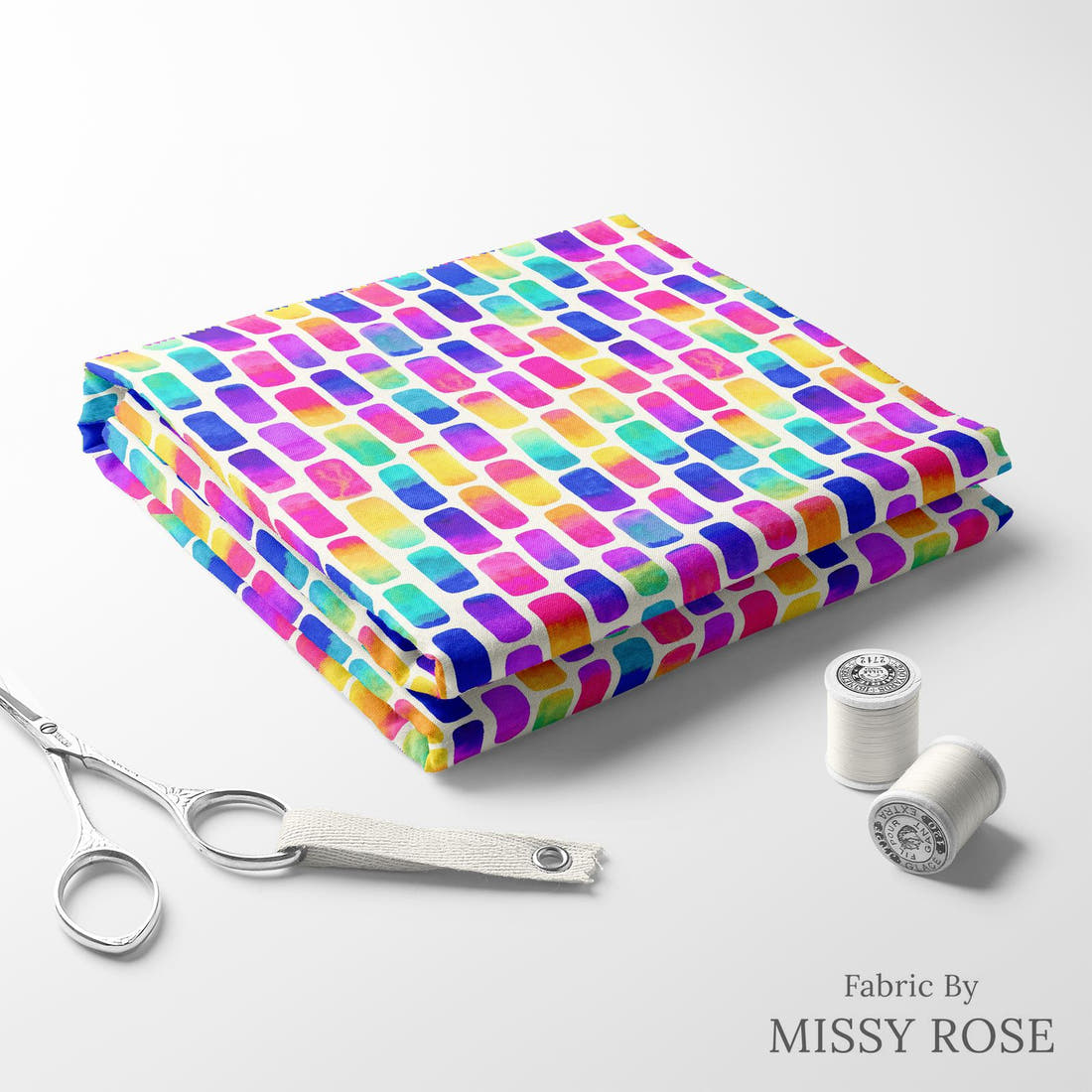 Girl and The Deep Blue Sea 19 folded fabric stack with matching thread - pre-order fabric Australia | Fabric by Missy Rose
