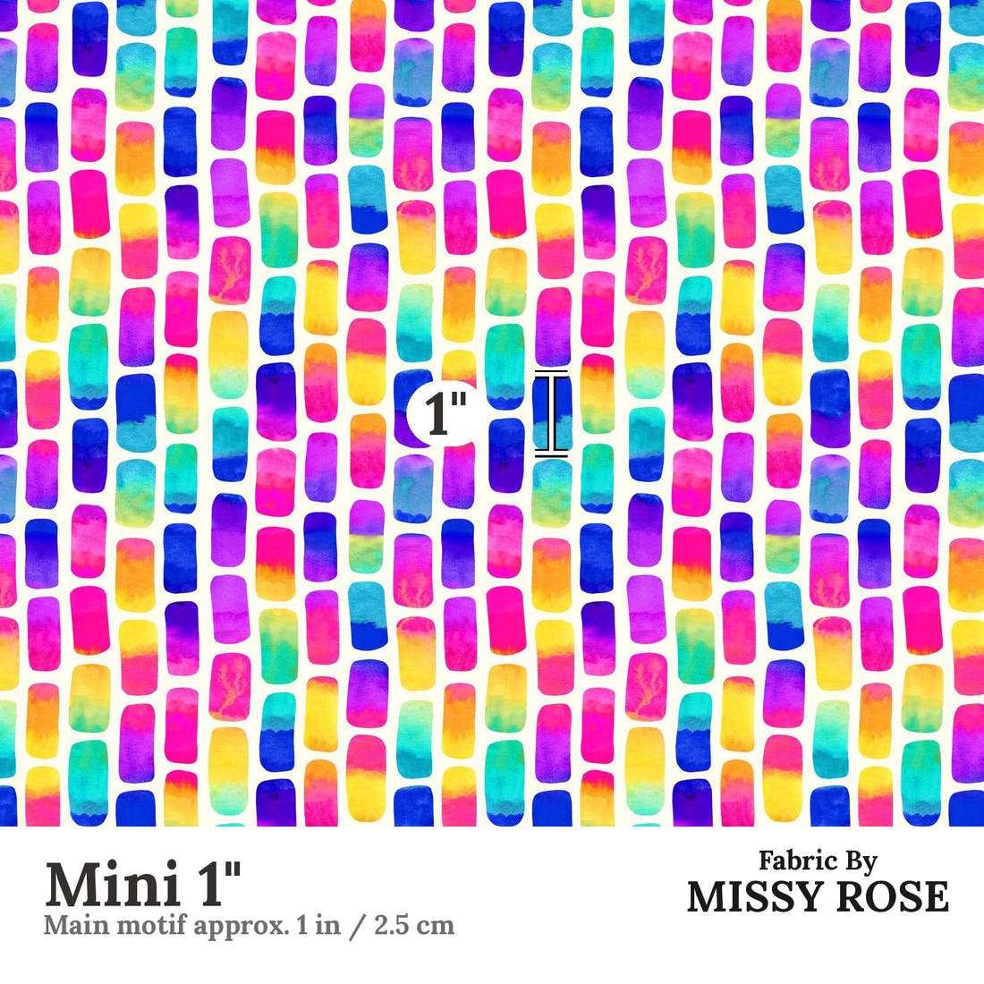 Girl and The Deep Blue Sea 19 Mini 1 inch print scale guide | Fabric by Missy Rose