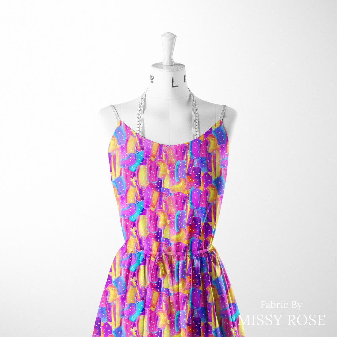 Girl and The Deep Blue Sea 20 sewn into a women's dress - custom printed fabric | Fabric by Missy Rose