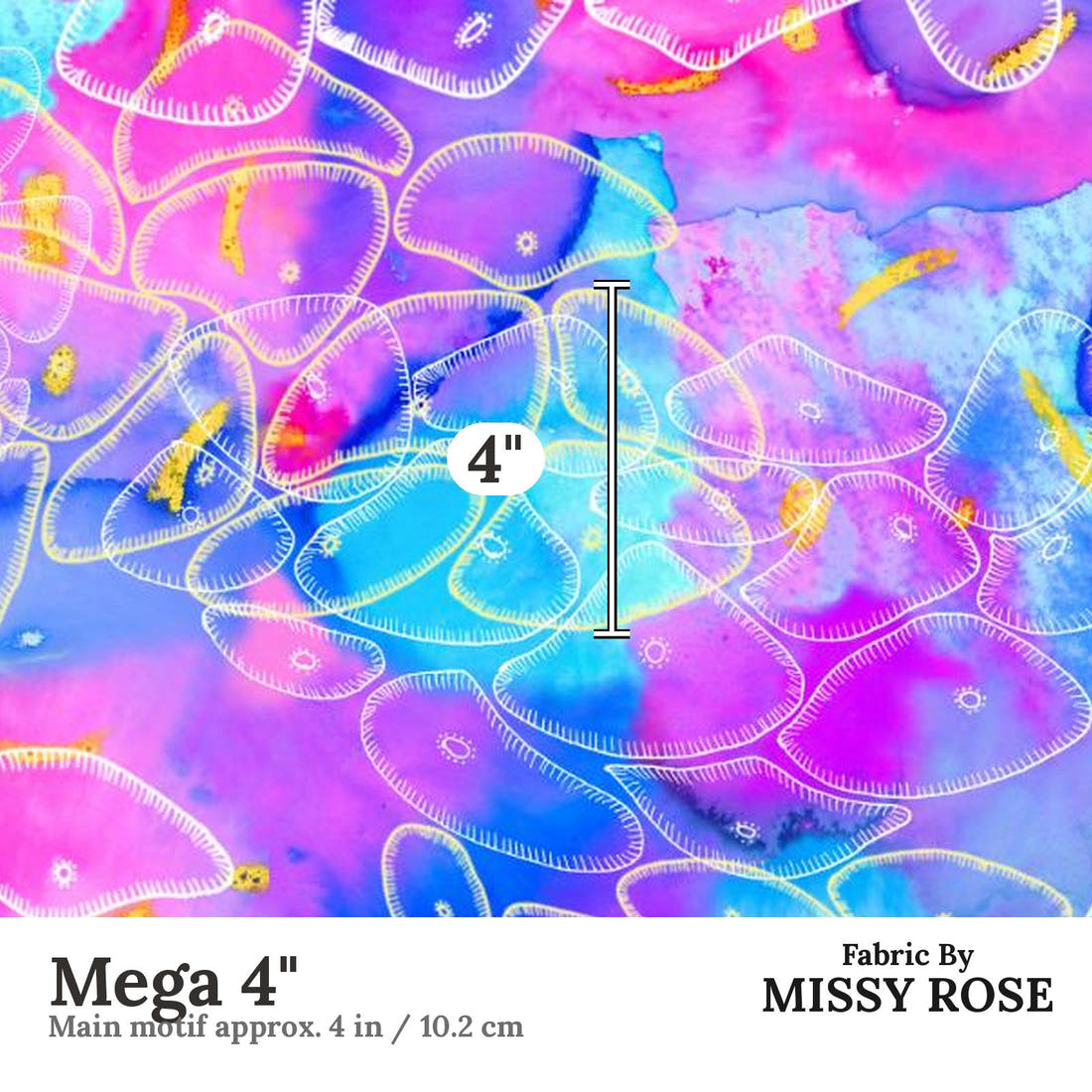 Girl and The Deep Blue Sea 21 Mega 4 inch print scale guide | Fabric by Missy Rose