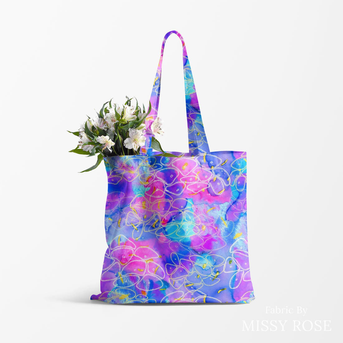 Girl and The Deep Blue Sea 21 made up as a tote bag - custom printed fabric | Fabric by Missy Rose