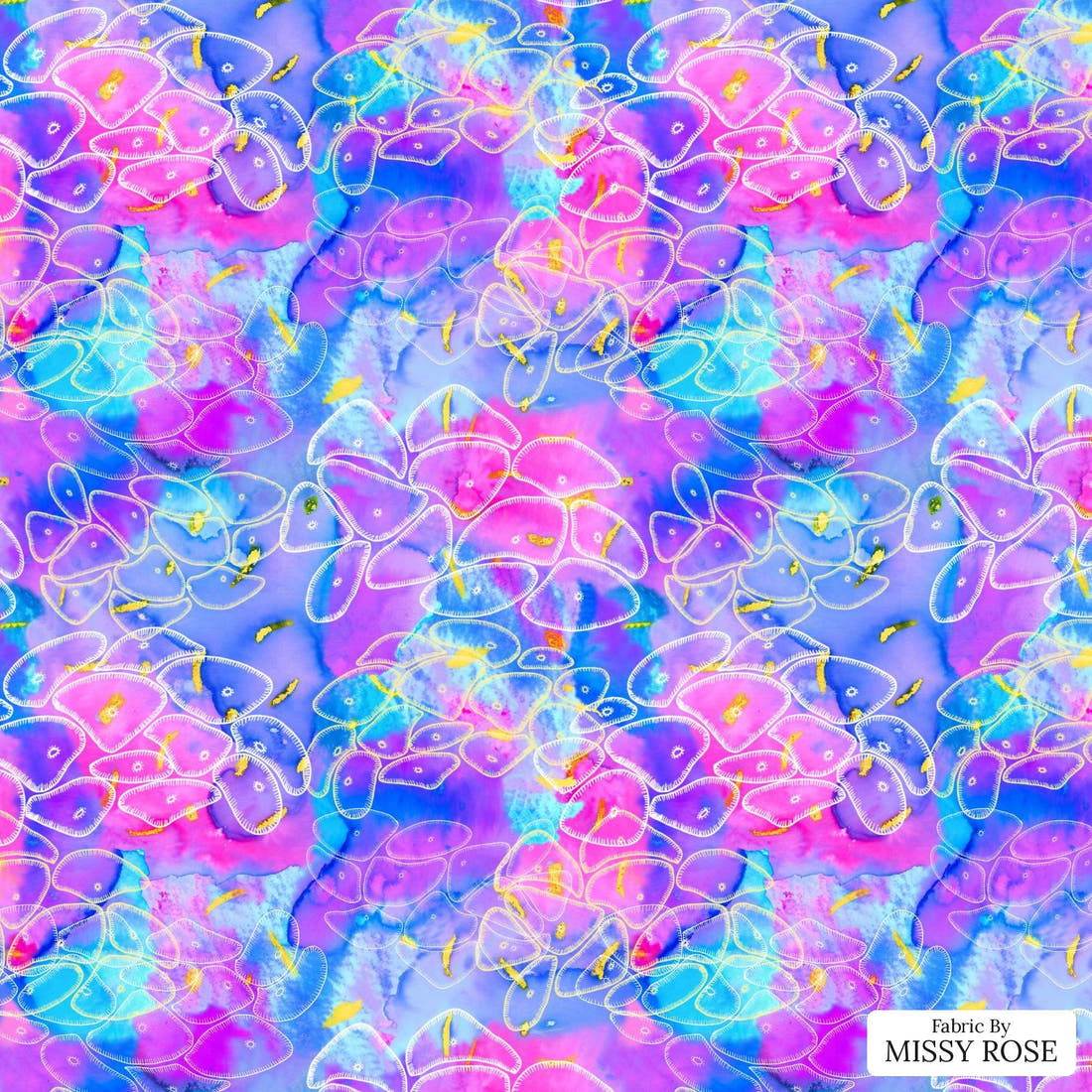 Girl and The Deep Blue Sea 21 flat view of the printed design | Fabric by Missy Rose