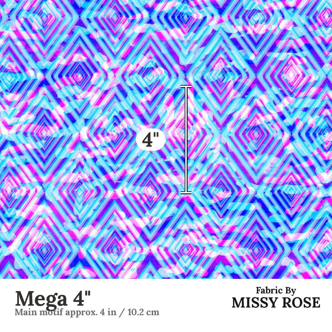 Girl and The Deep Blue Sea 22 Mega 4 inch print scale guide | Fabric by Missy Rose